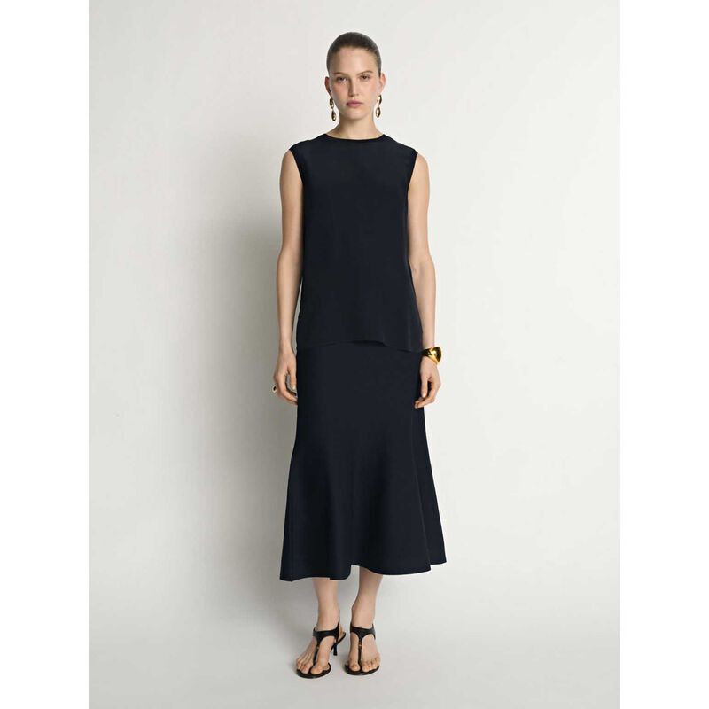 Veronika Maine Silk Rib Trim Tank image number 10